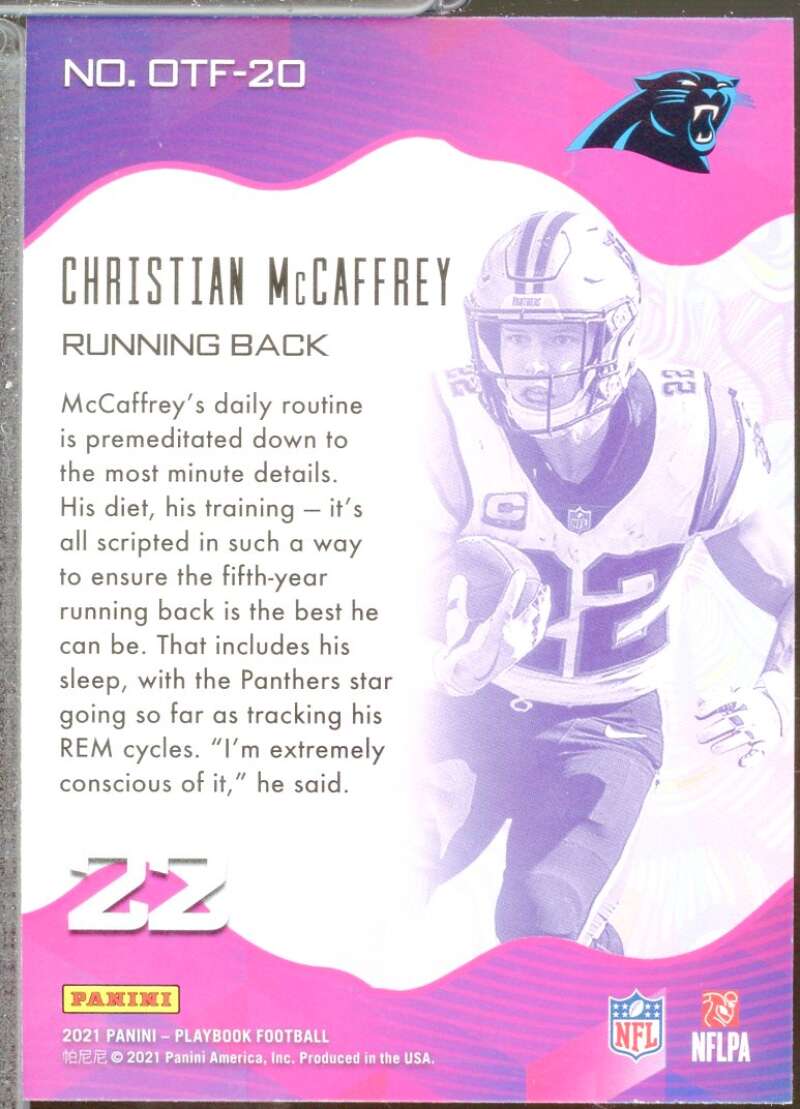 Christian McCaffrey Card 2021 Panini Playbook On the Fly #20  Image 2