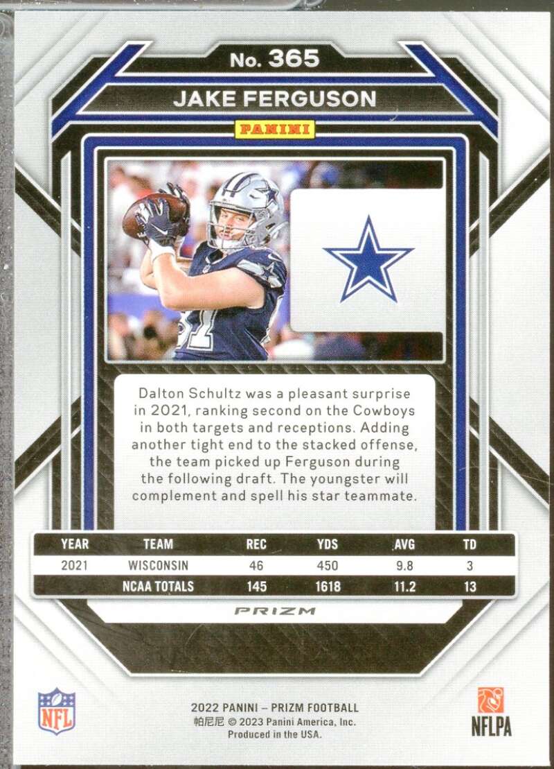 Jake Ferguson Rookie Card 2022 Panini Prizm Prizms Green #365  Image 2