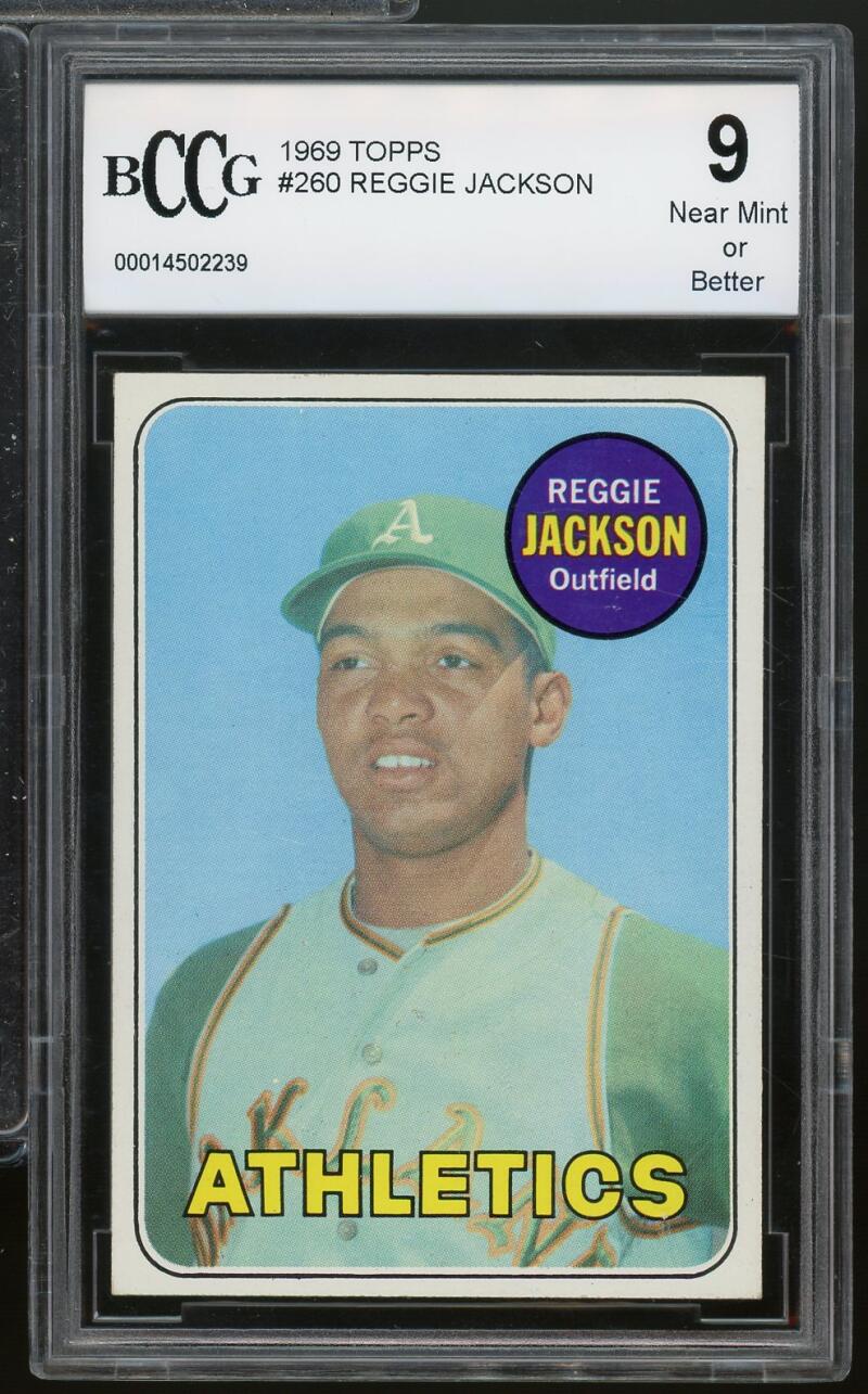 1969 Topps #260 Reggie Jackson Rookie Card BGS BCCG 9 Near Mint+ Image 1