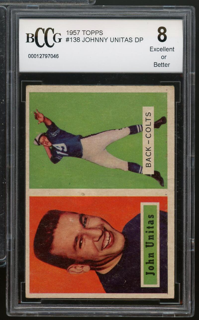 1957 Topps #138 John Unitas Rookie Card BGS BCCG 8 Excellent+ Image 1