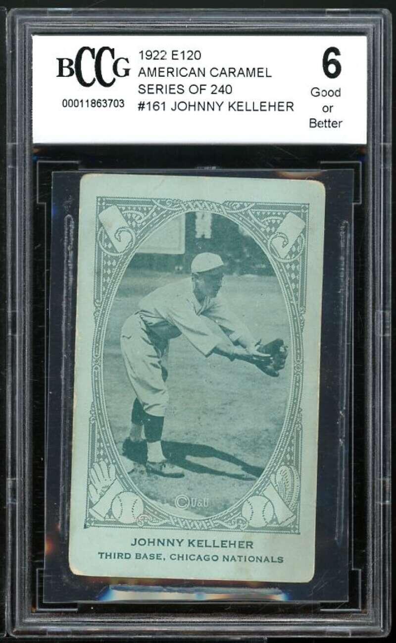1922 E120 American Caramel Series Of 240 #161 Johnny Kelleher BGS BCCG 6 Good+ Image 1