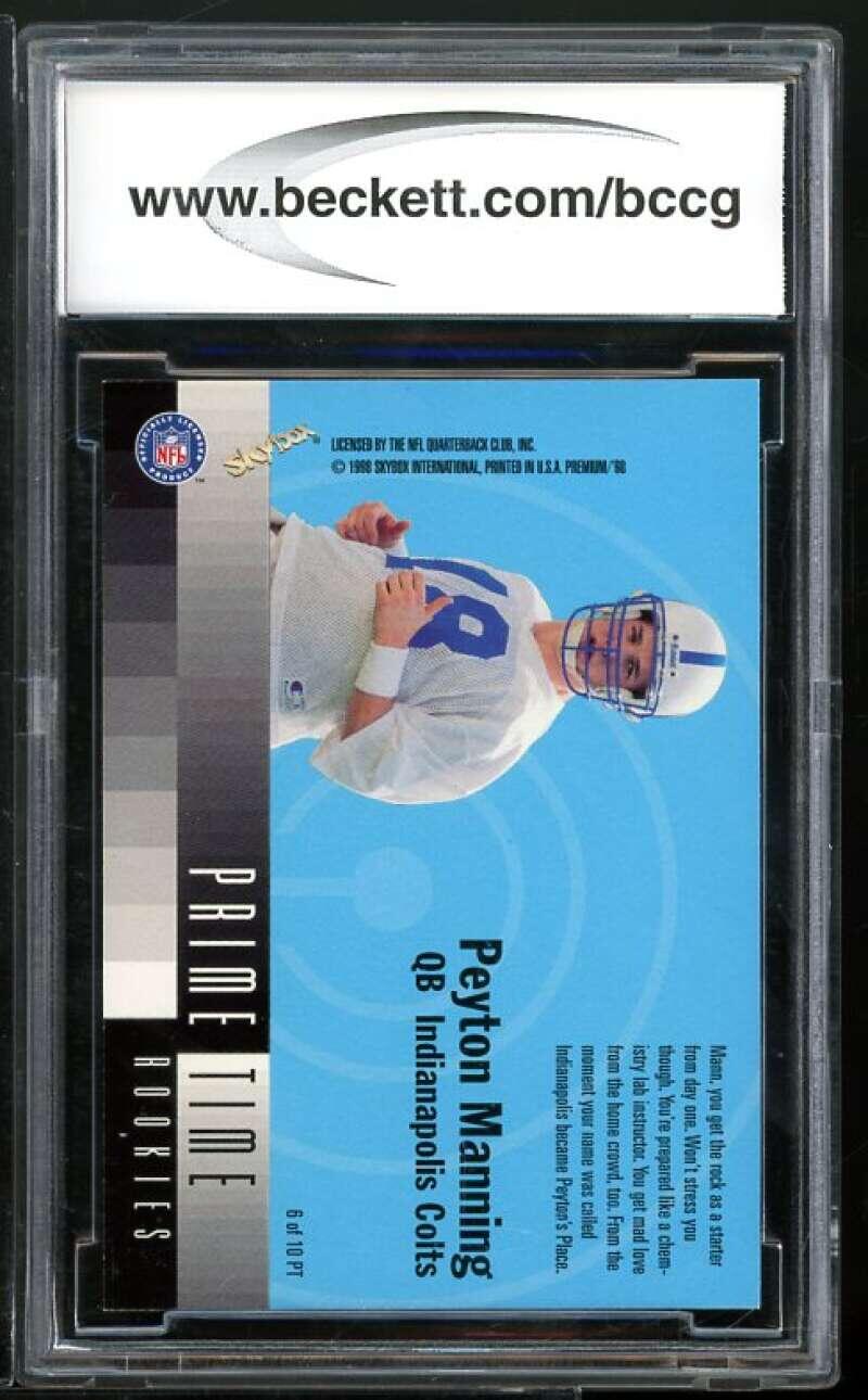 1998 Skybox Premium Prime Time Rookies #6PT Peyton Manning rc BGS BCCG 10 Mint+ Image 2