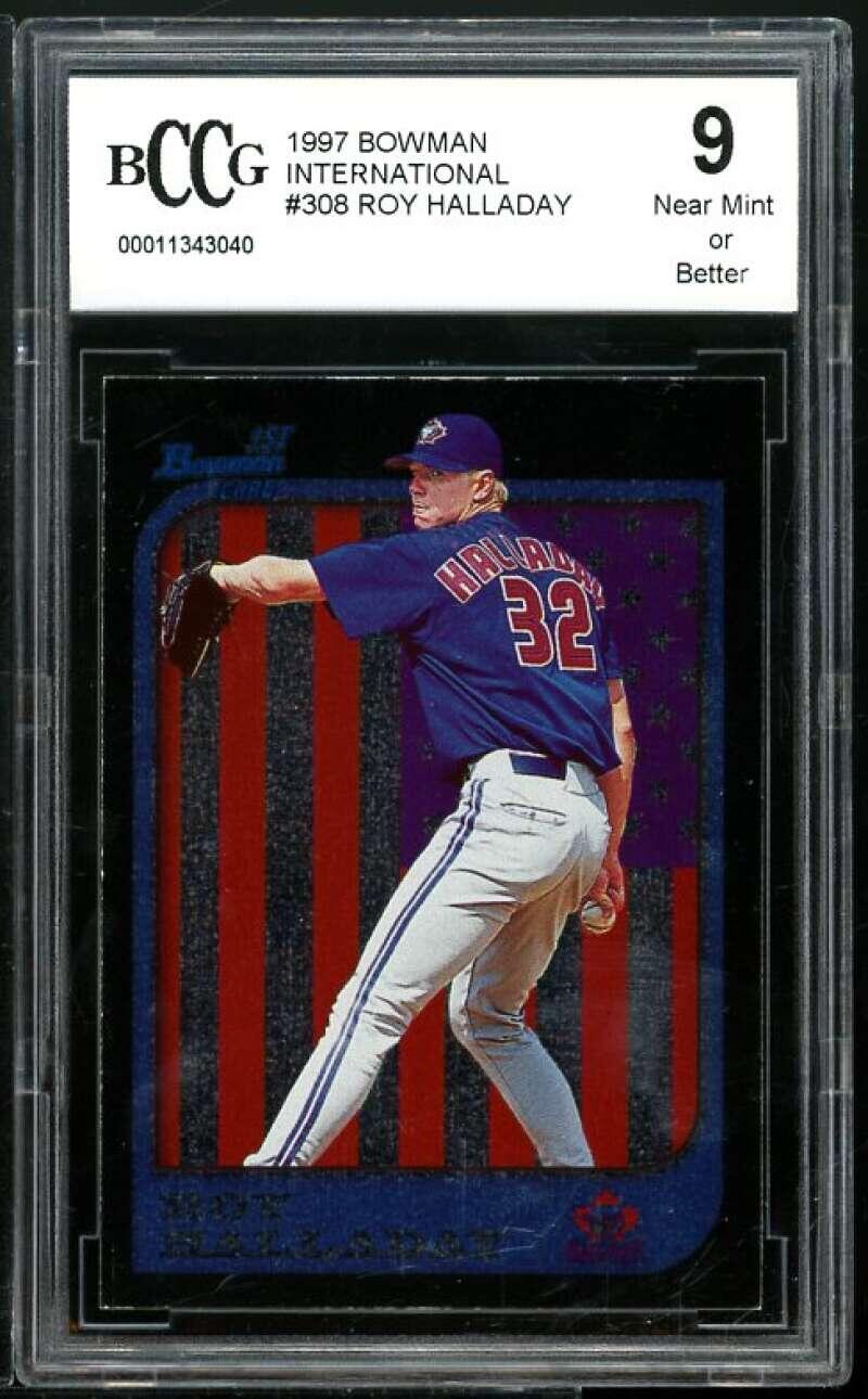 1997 Bowman International #308 Roy Halladay Rookie Card BGS BCCG 9 Near Mint+ Image 1