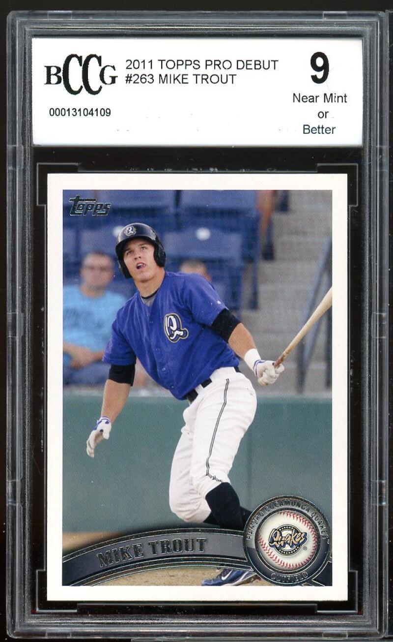 2011 Topps Pro Debut #263 Mike Trout Rookie Card BGS BCCG 9 Near Mint Image 1