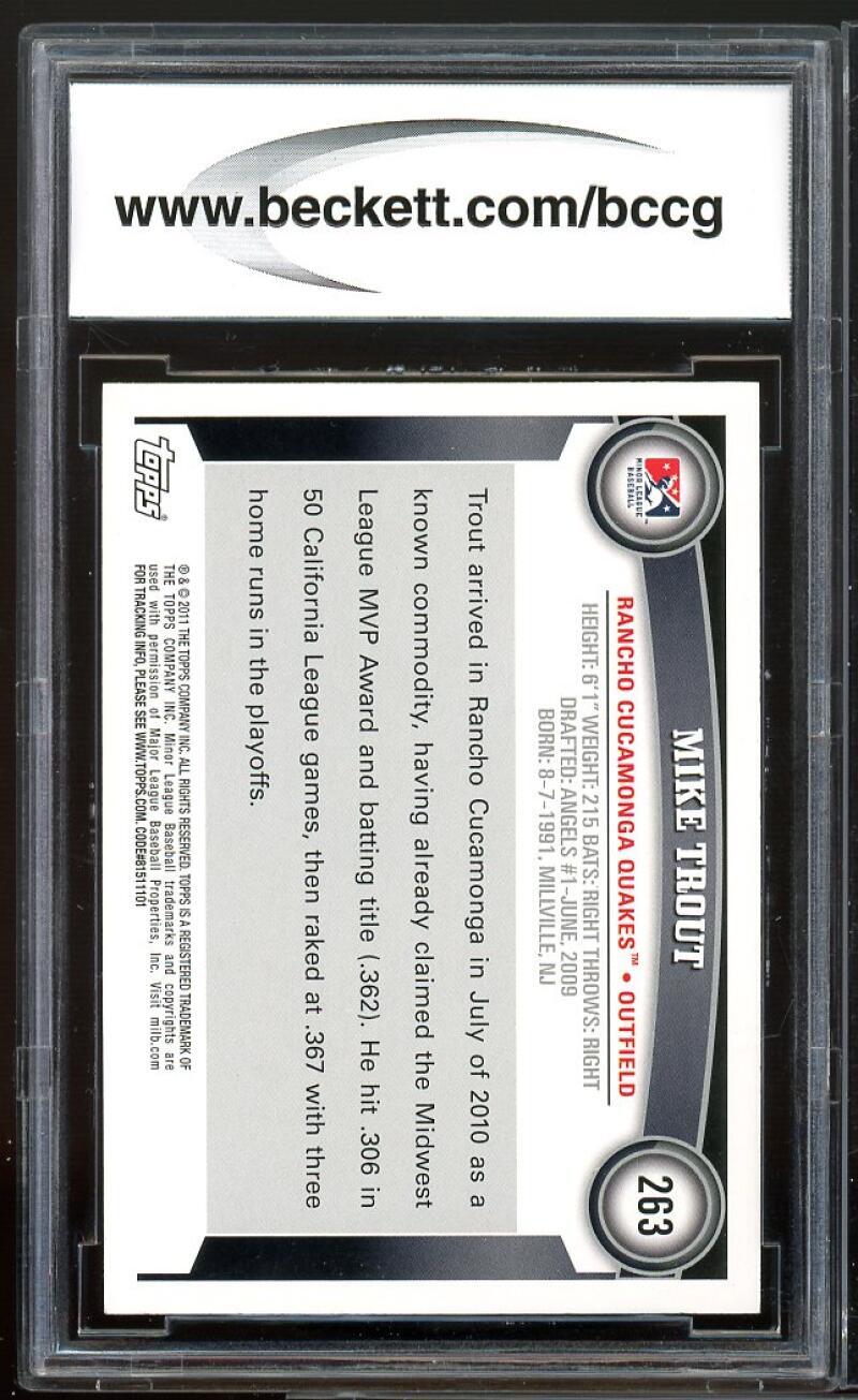 2011 Topps Pro Debut #263 Mike Trout Rookie Card BGS BCCG 9 Near Mint Image 2