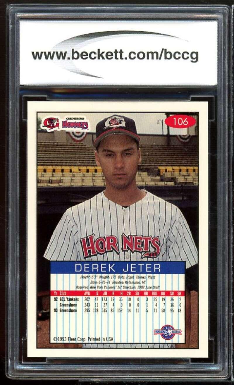 1993-94 Excel #106 Derek Jeter Rookie Card BGS BCCG 10 Mint+ Image 2