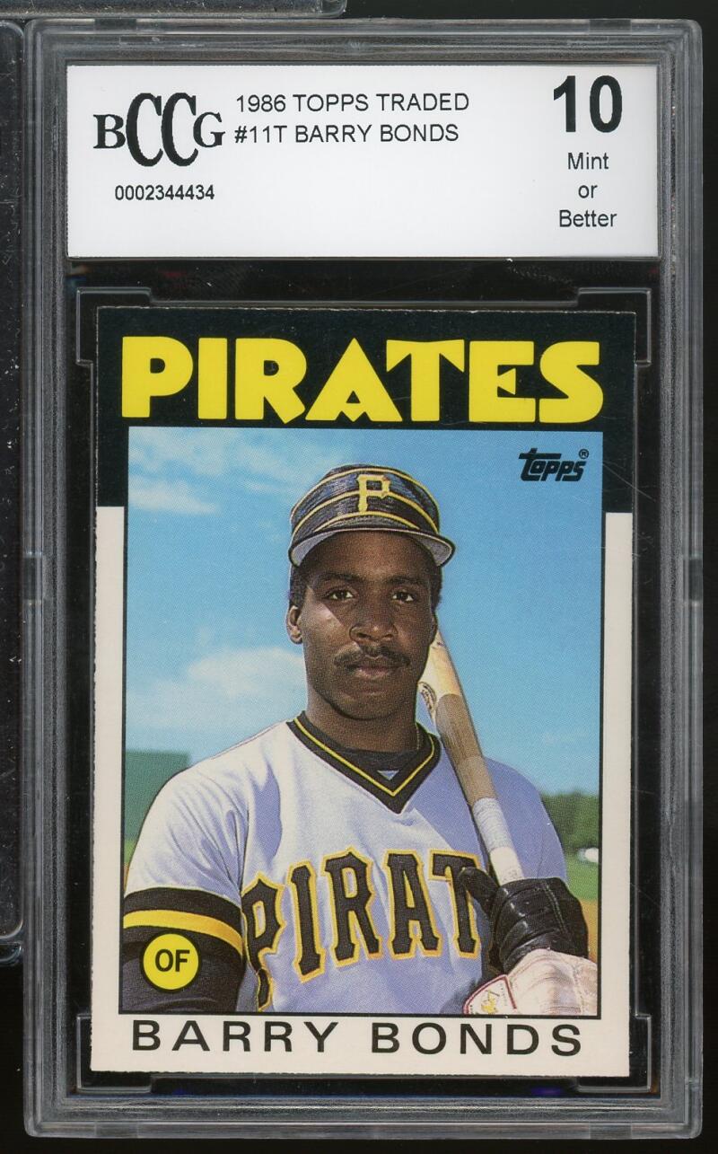1986 Topps Traded #11T Barry Bonds Rookie Card BGS BCCG 10 Mint+ Image 1
