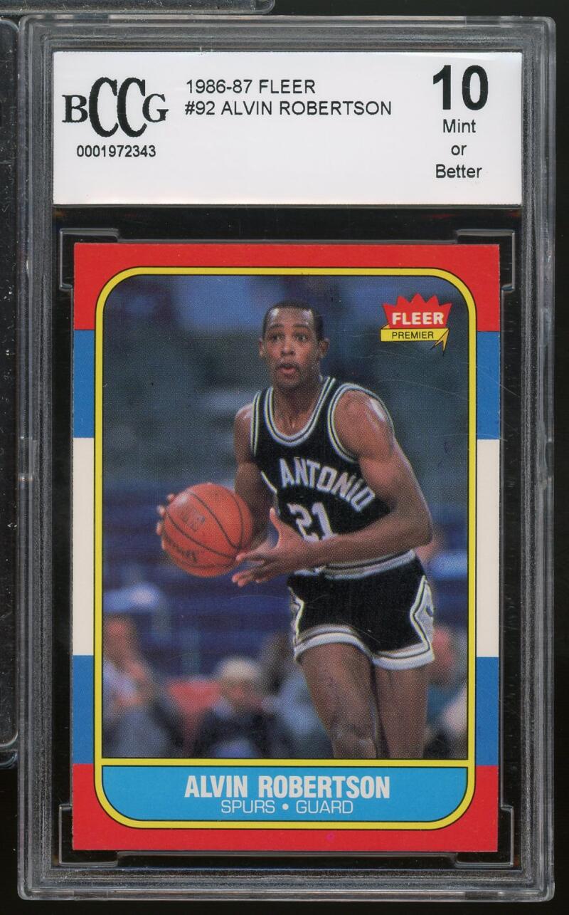 1986-87 Fleer #92 Alvin Robertson Rookie Card BGS BCCG 10 Mint+ Image 1