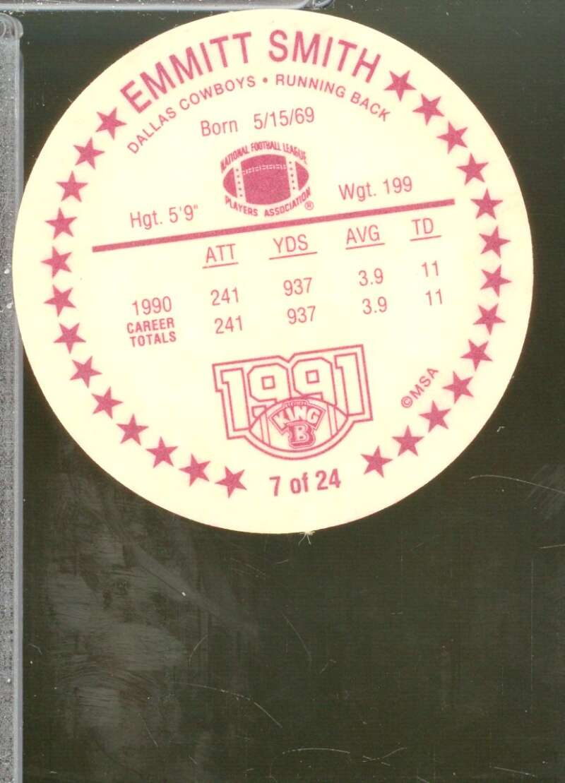 Emmitt Smith Card 1991 King B Discs #7  Image 2