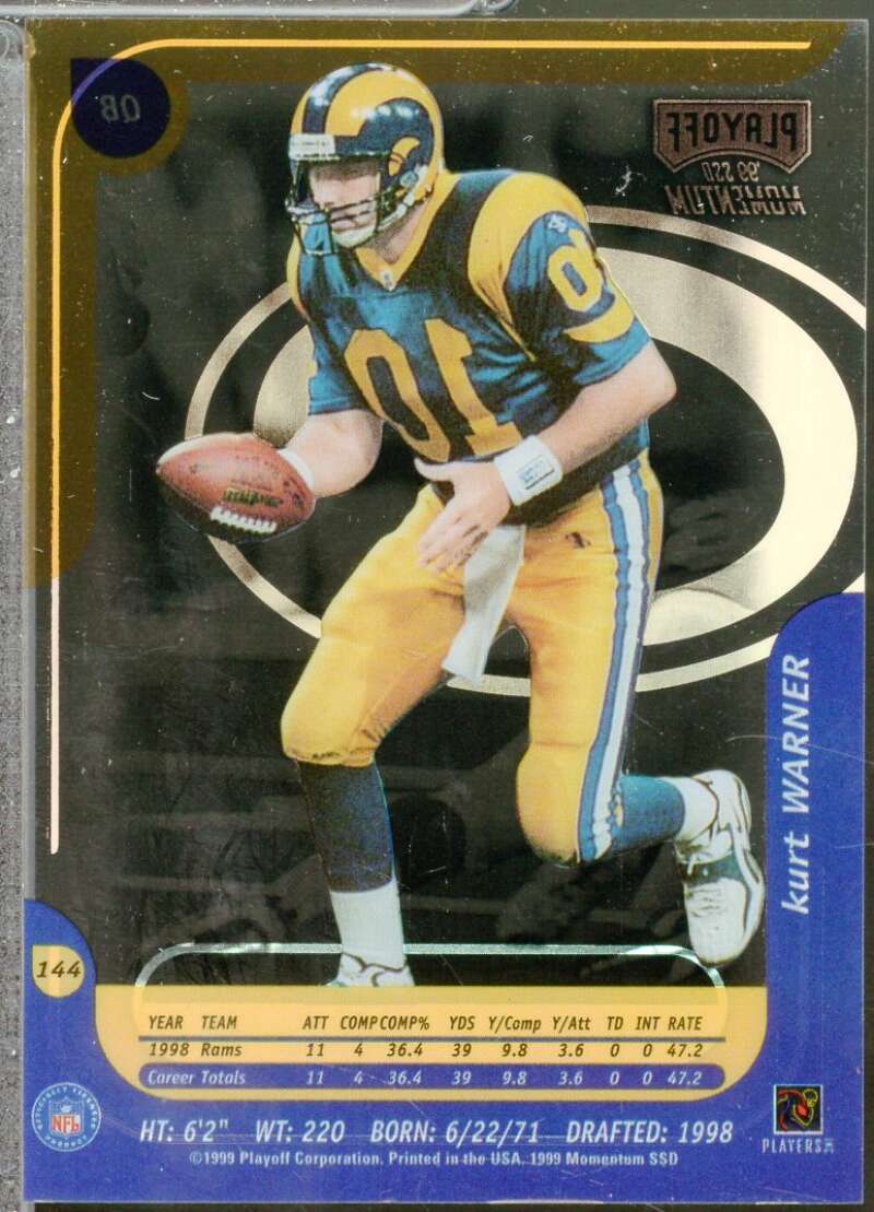 Kurt Warner Rookie Card 1999 Playoff Momentum SSD #144  Image 2
