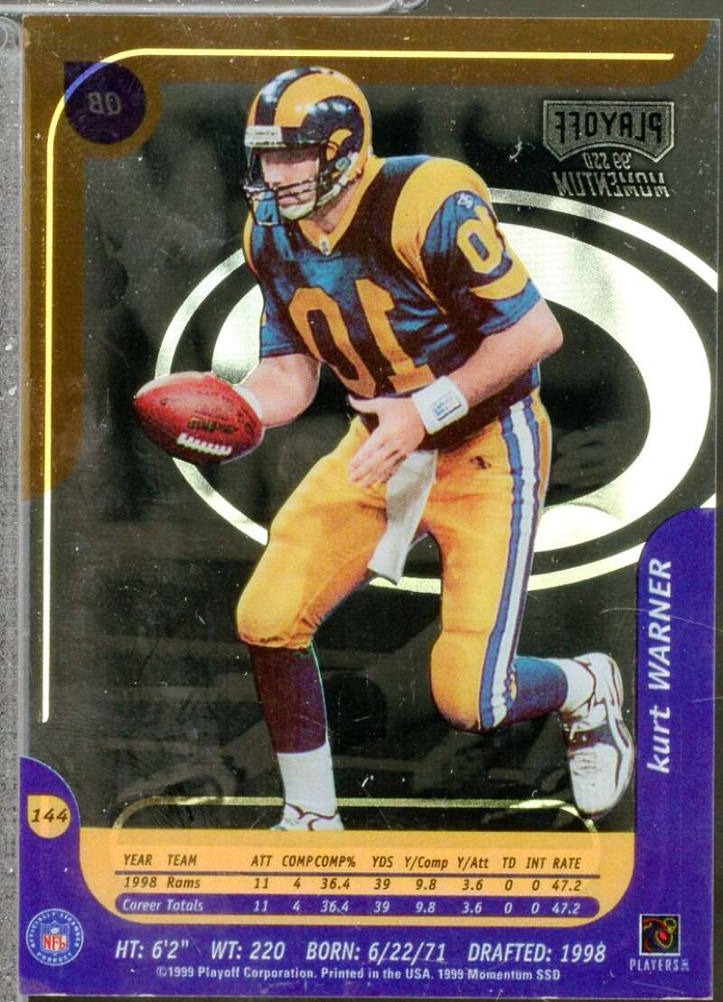 Kurt Warner Rookie Card 1999 Playoff Momentum SSD #144  Image 2