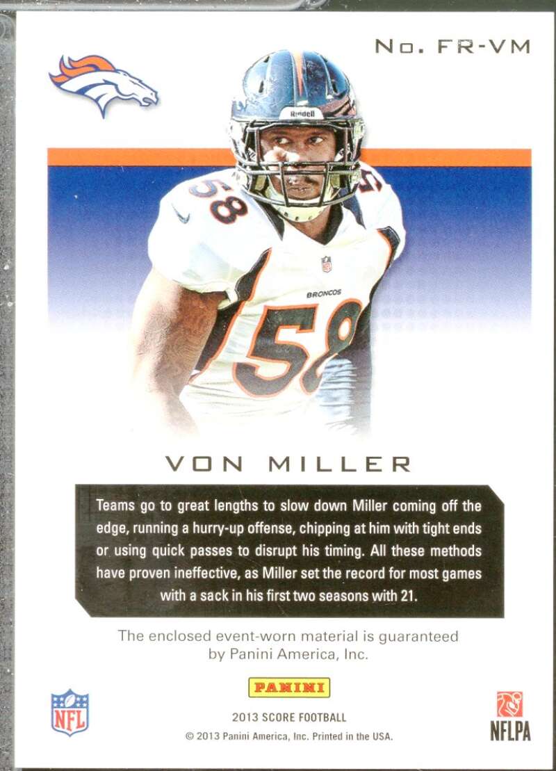 Von Miller Card 2013 Score Future Franchise Fabrics #FRVM  Image 2