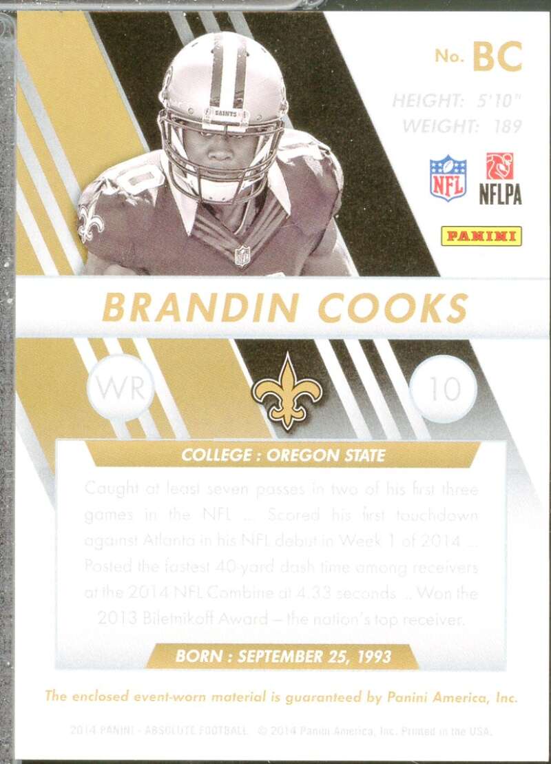 Brandin Cooks Card 2014 Absolute Rookie Jersey Collection #RJBC  Image 2