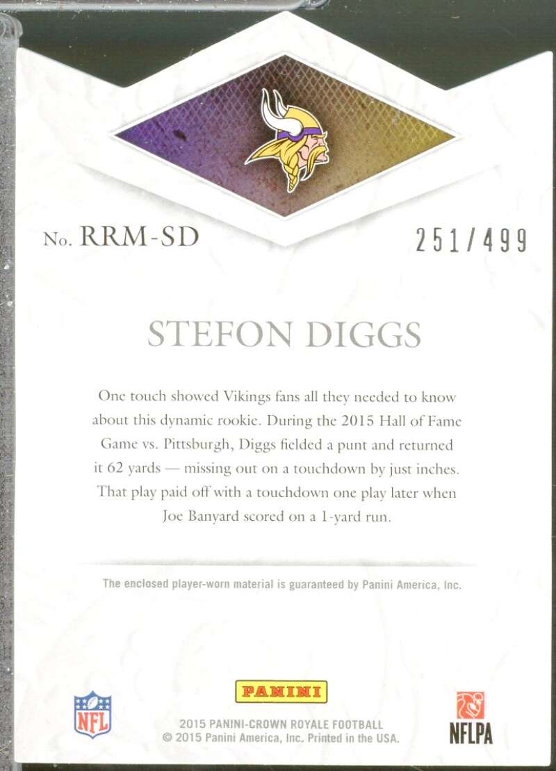 Stefon Diggs Card 2015 Crown Royale Rookie Royalty Materials #RRMSD  Image 2
