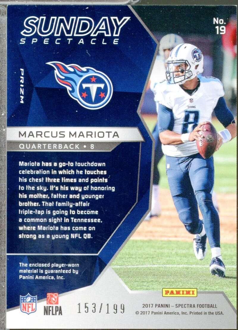 Marcus Mariota Card 2017 Panini Spectra Sunday Spectacle Jerseys #19  Image 2