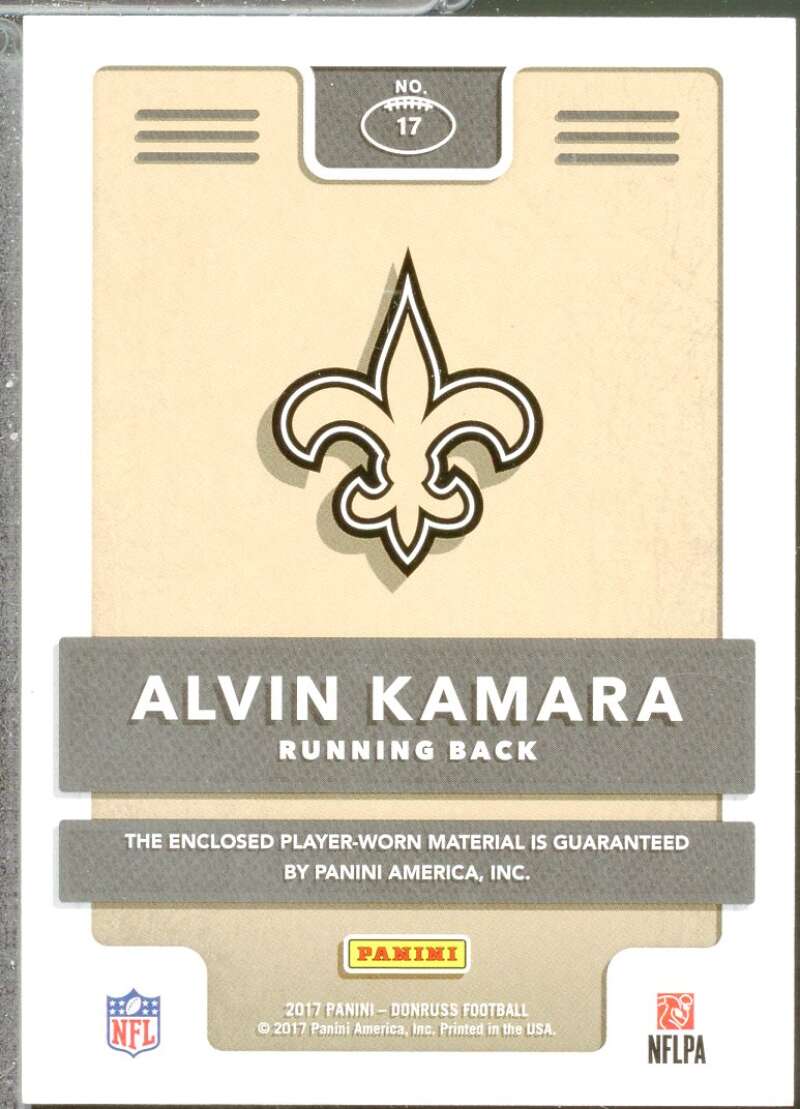 Alvin Kamara Card 2017 Donruss Rookie Phenom Jerseys #17  Image 2