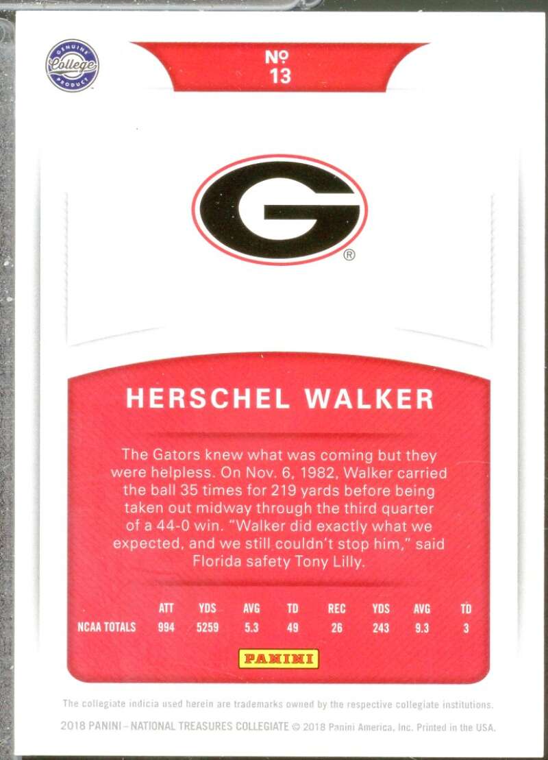 Herschel Walker Card 2018 Panini National Treasures Collegiate Red (16/25) #13  Image 2