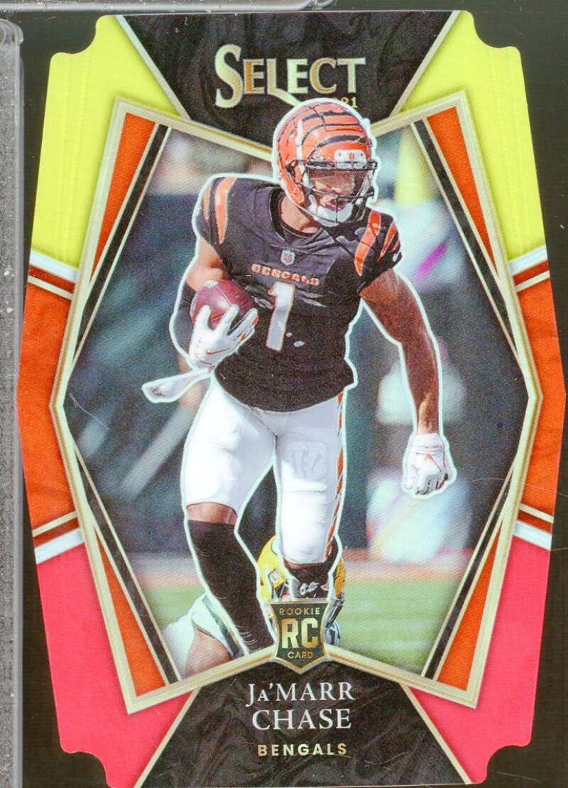 Ja'Marr Chase Rookie Card 2021 Select Prizm Red and Yellow Die Cut #147  Image 1