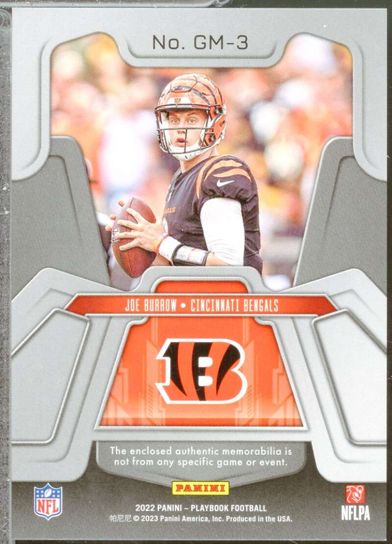 Joe Burrow Card 2022 Panini Playbook Gameday Materials #3  Image 2