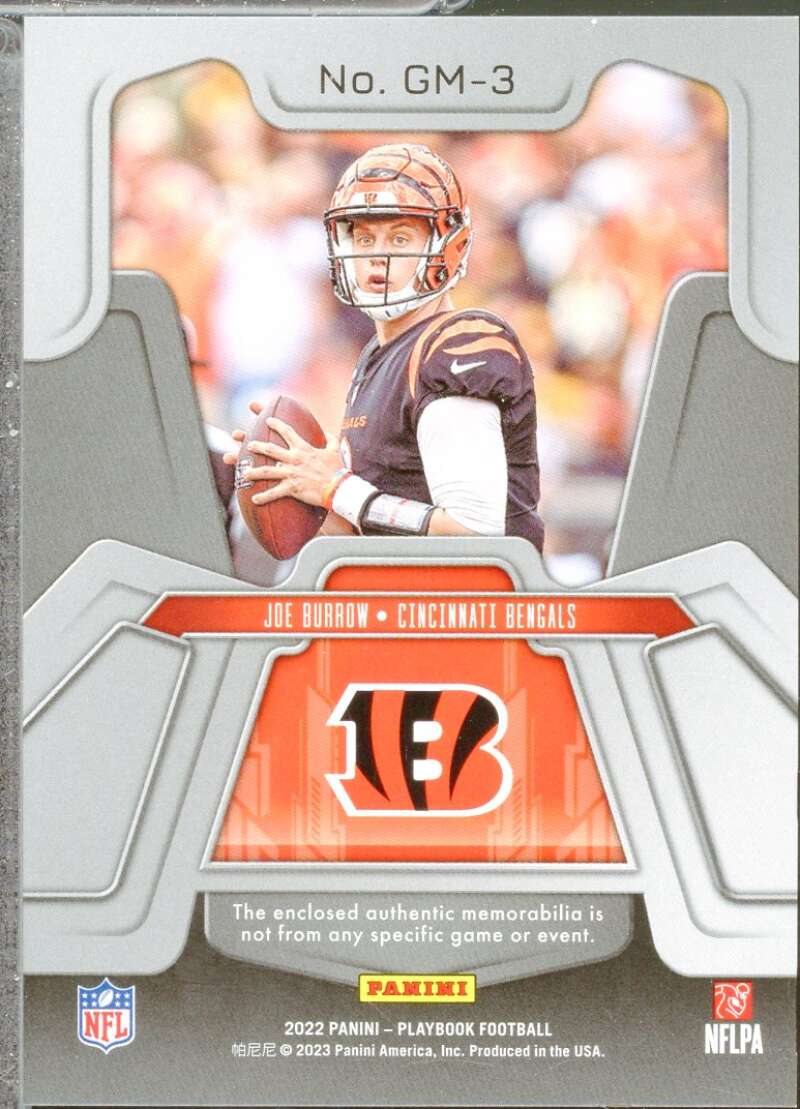 Joe Burrow Card 2022 Panini Playbook Gameday Materials #3  Image 2