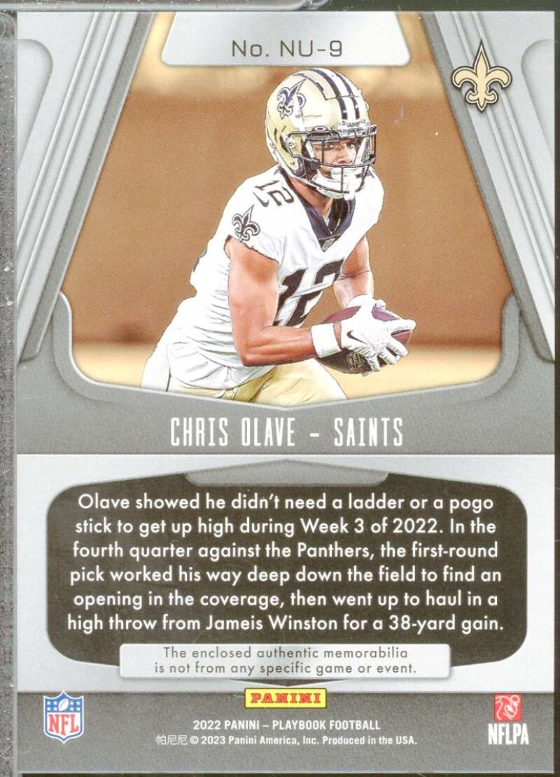 Chris Olave Rookie Card 2022 Panini Playbook Next Up Jerseys #9  Image 2