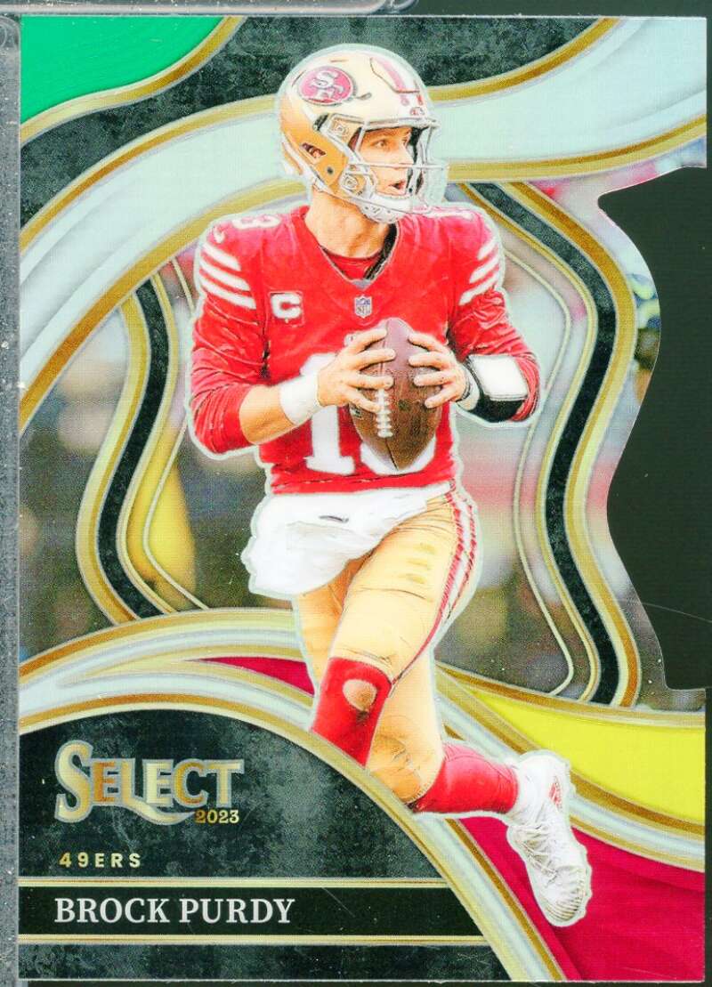 Brock Purdy Card 2023 Select Prizm Green and Yellow Die Cut #293  Image 1