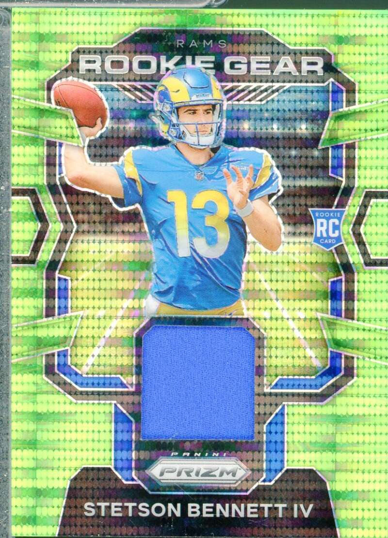 Stetson Bennett IV 2023 Panini Prizm Rookie Gear Prizms Neon Green Pulsar #26  Image 1