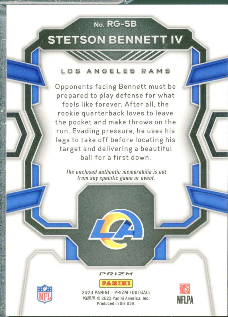 Stetson Bennett IV 2023 Panini Prizm Rookie Gear Prizms Neon Green Pulsar #26  Image 2