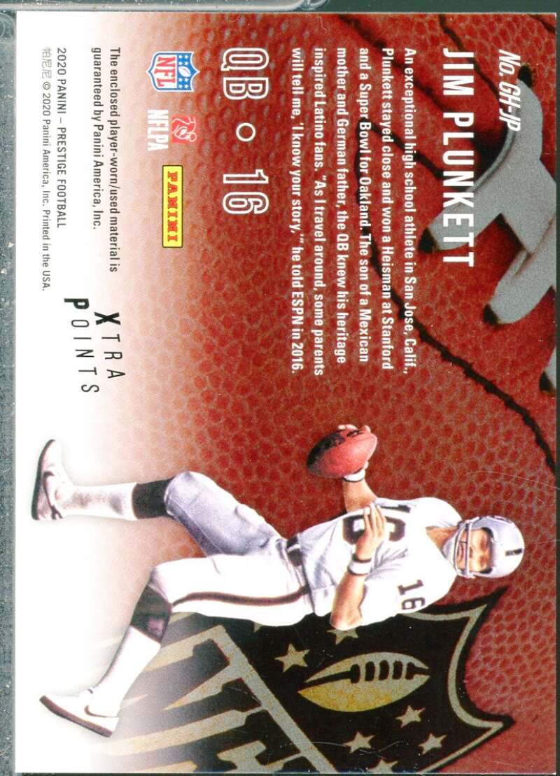 Jim Plunkett Card 2020 Prestige Gridiron Heritage Jerseys Xtra Points Blue #8  Image 2