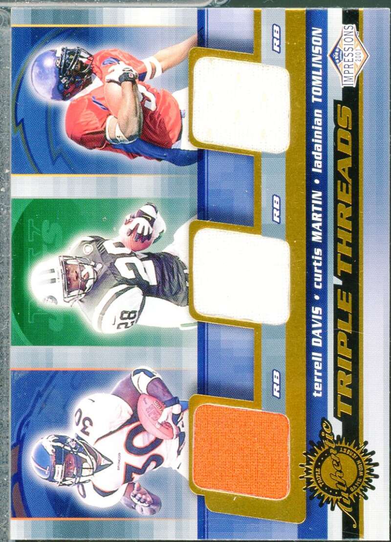 Davis/Martin/Tomlinson Rookie Card 2001 Pacific Impressions Triple Threads #18  Image 1
