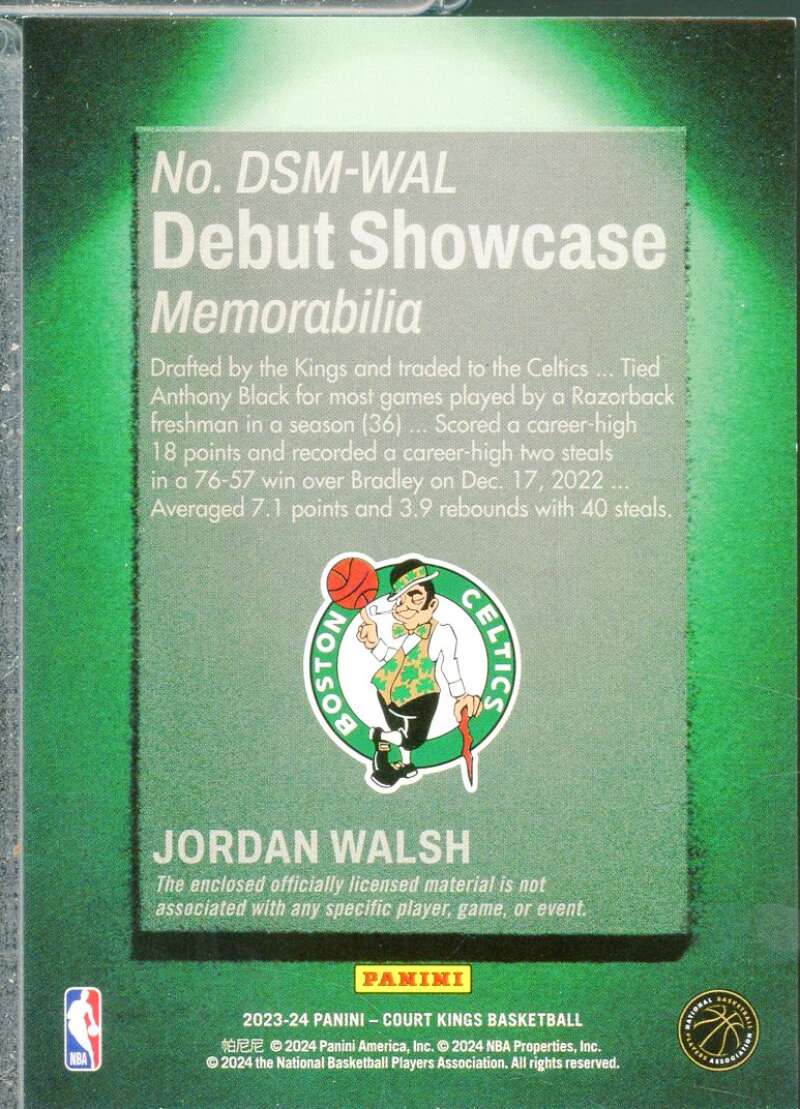 Jordan Walsh Rookie Card 2023-24 Court Kings Debut Showcase Memorabilia #11  Image 2