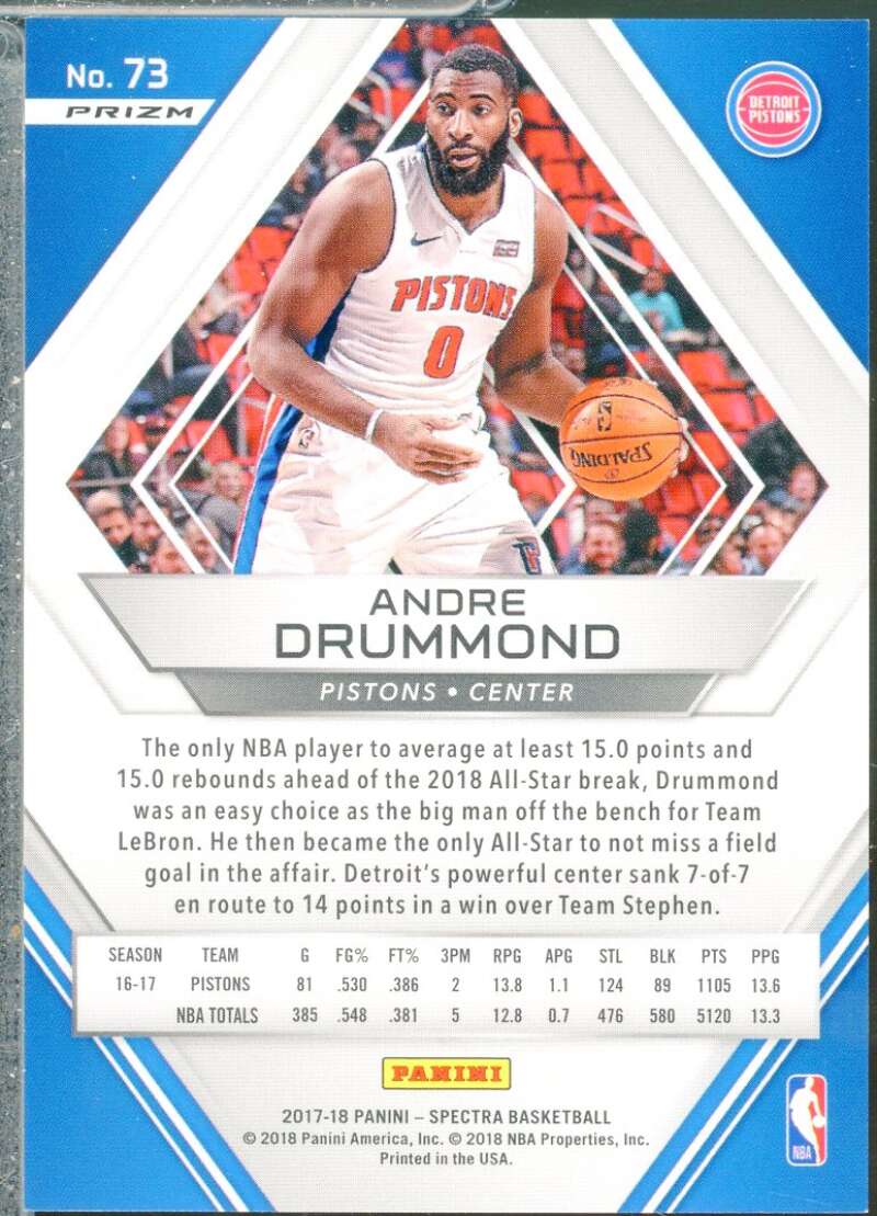 Andre Drummond Card 2017-18 Panini Spectra Silver #73  Image 2