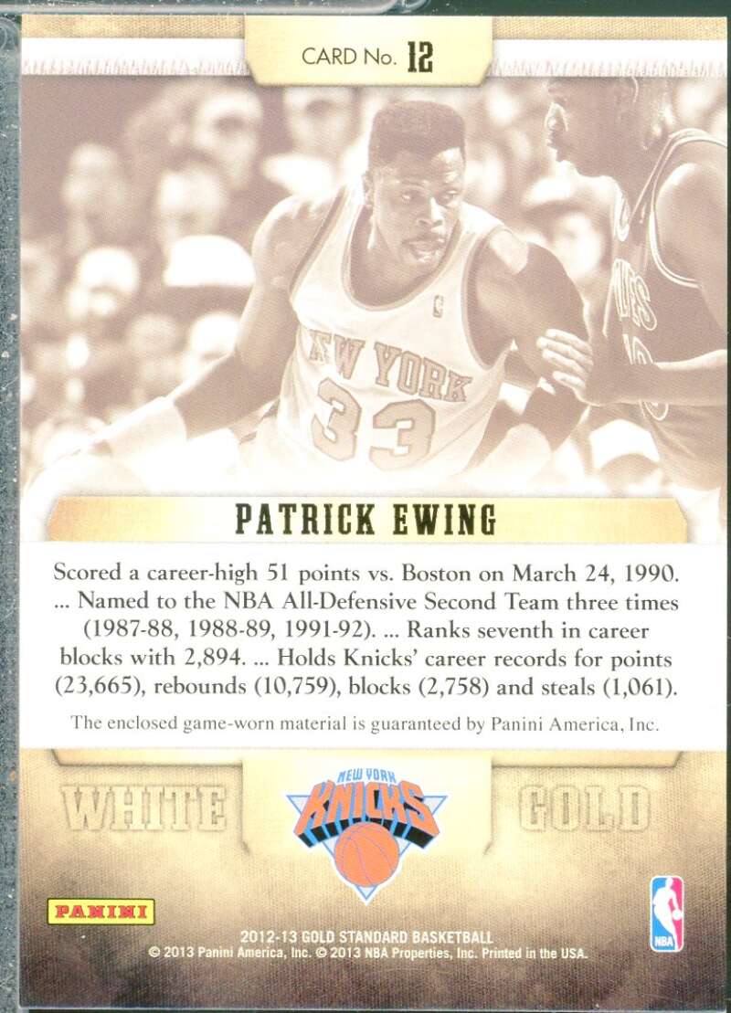 Patrick Ewing Card 2012-13 Panini Gold Standard White Gold Threads #12  Image 2