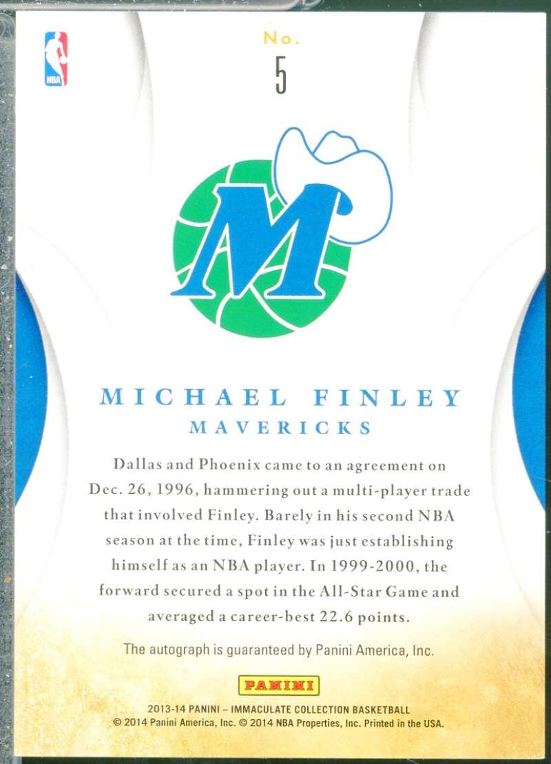 Michael Finley Card 2013-14 Immaculate Collection Ink #5  Image 2