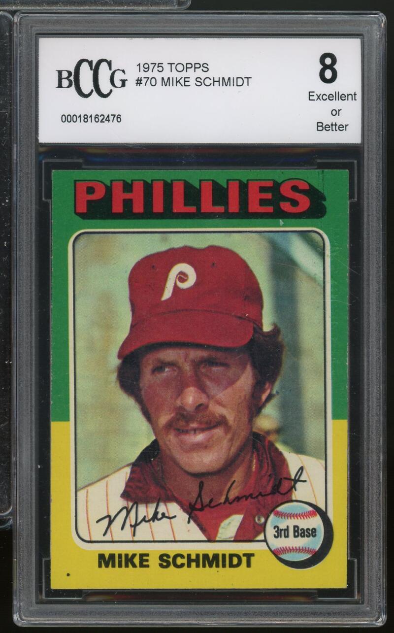 1975 Topps #70 Mike Schmidt Card BGS BCCG 8 Excellent+ Image 1