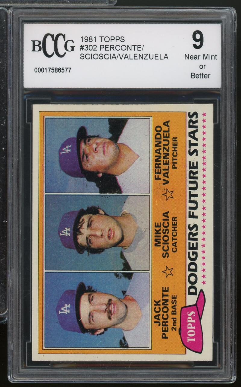 1981 Topps #302 Fernando Valenzuela Rookie Card BGS BCCG 9 Near Mint+ Image 1