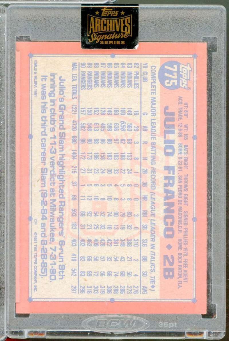 Julio Franco Card 2022 Topps Archives Signature Series Retired  #TBA  Image 2