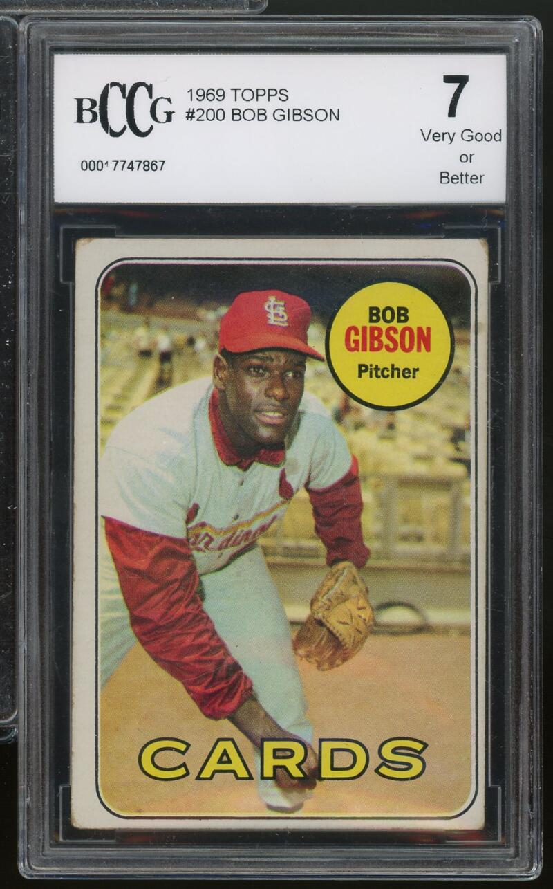 1969 Topps #200 Bob Gibson Card BGS BCCG 7 Very Good+ Image 1