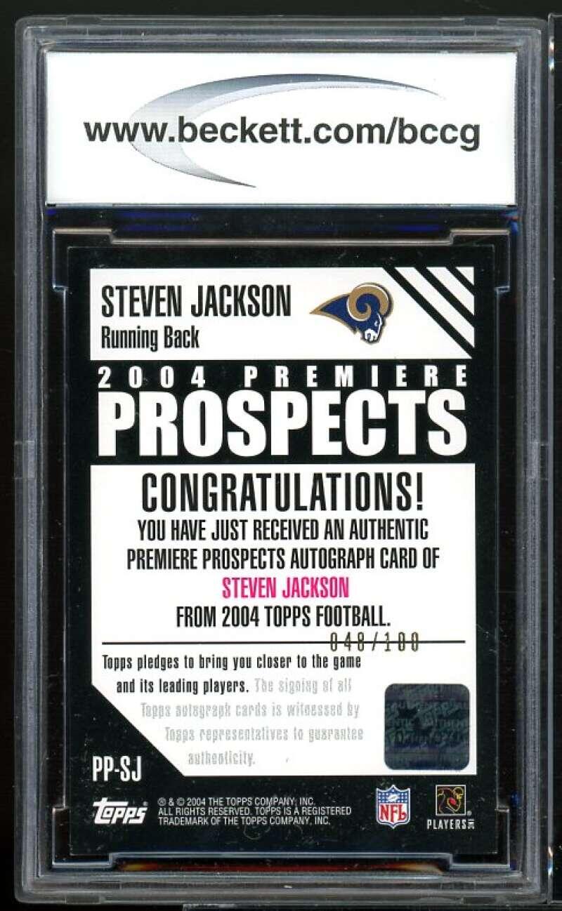 2004 Topps Premiere Prospects Auto #PPSJ Steven Jackson Rookie BGS BCCG 10 Mint+ Image 2