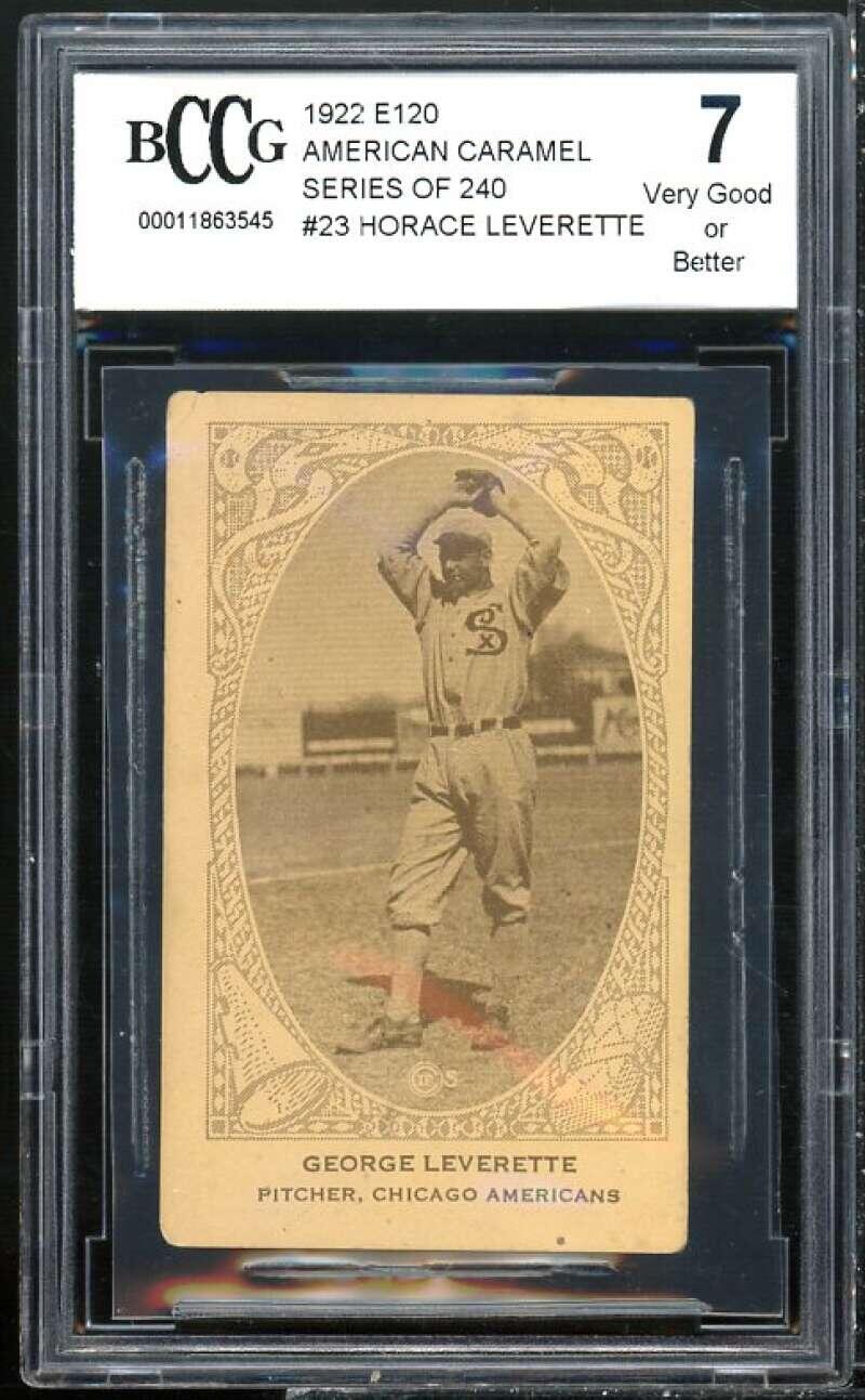 1922 E120 American Caramel Series Of 240 #23 George Leverette BGS BCCG 7 VG+ Image 1