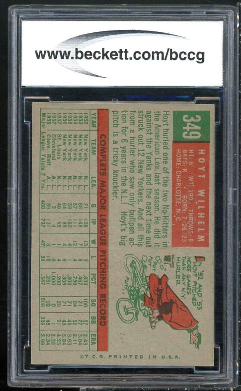 1959 Topps #349 Hoyt Wilhelm Card Image 2