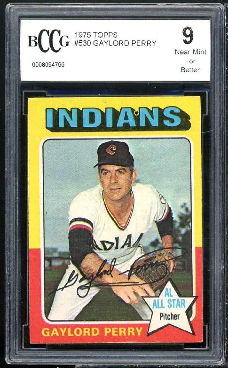 1975 Topps #530 Gaylord Perry Card BGS BCCG 9 Near Mint+ Image 1