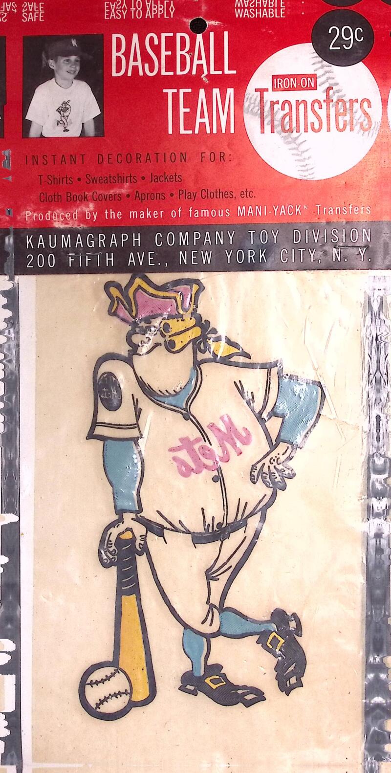 1960's New York Mets Moscot Iron-On Transfers Image 1