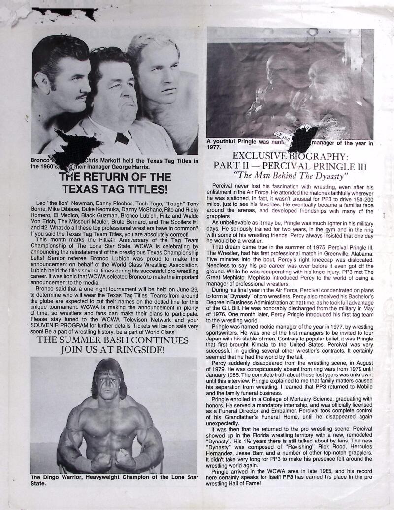 Super Summer Bash WCCW World Class Wrestling Souvenir Program Image 2