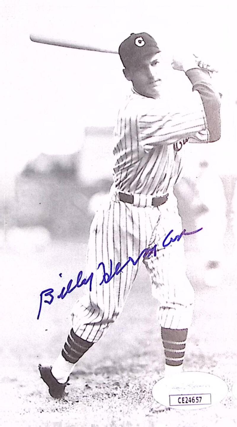 Billy Herman Cubs Signed Autographed 3x5.5 Photo JSA Authentic Image 1
