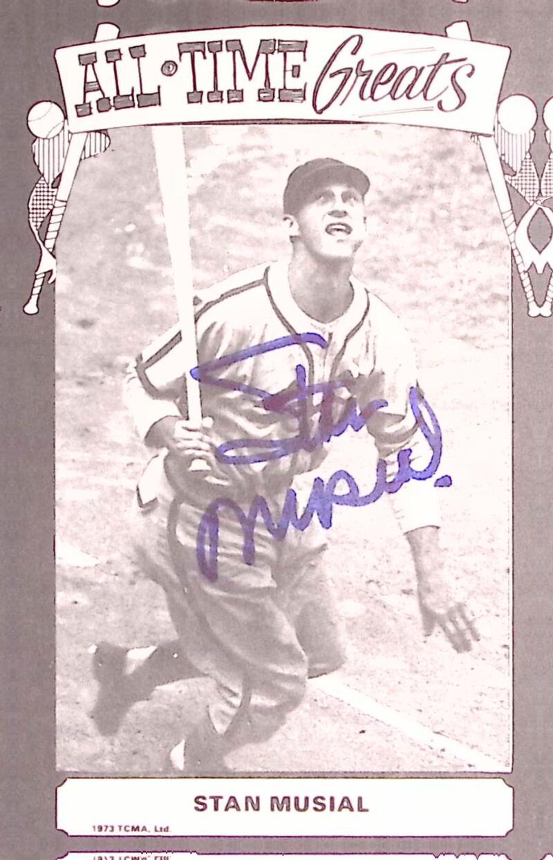 Stan Musial Cardinals Signed Autographed 3.5x5.5 Photo Card JSA Authentic Image 1