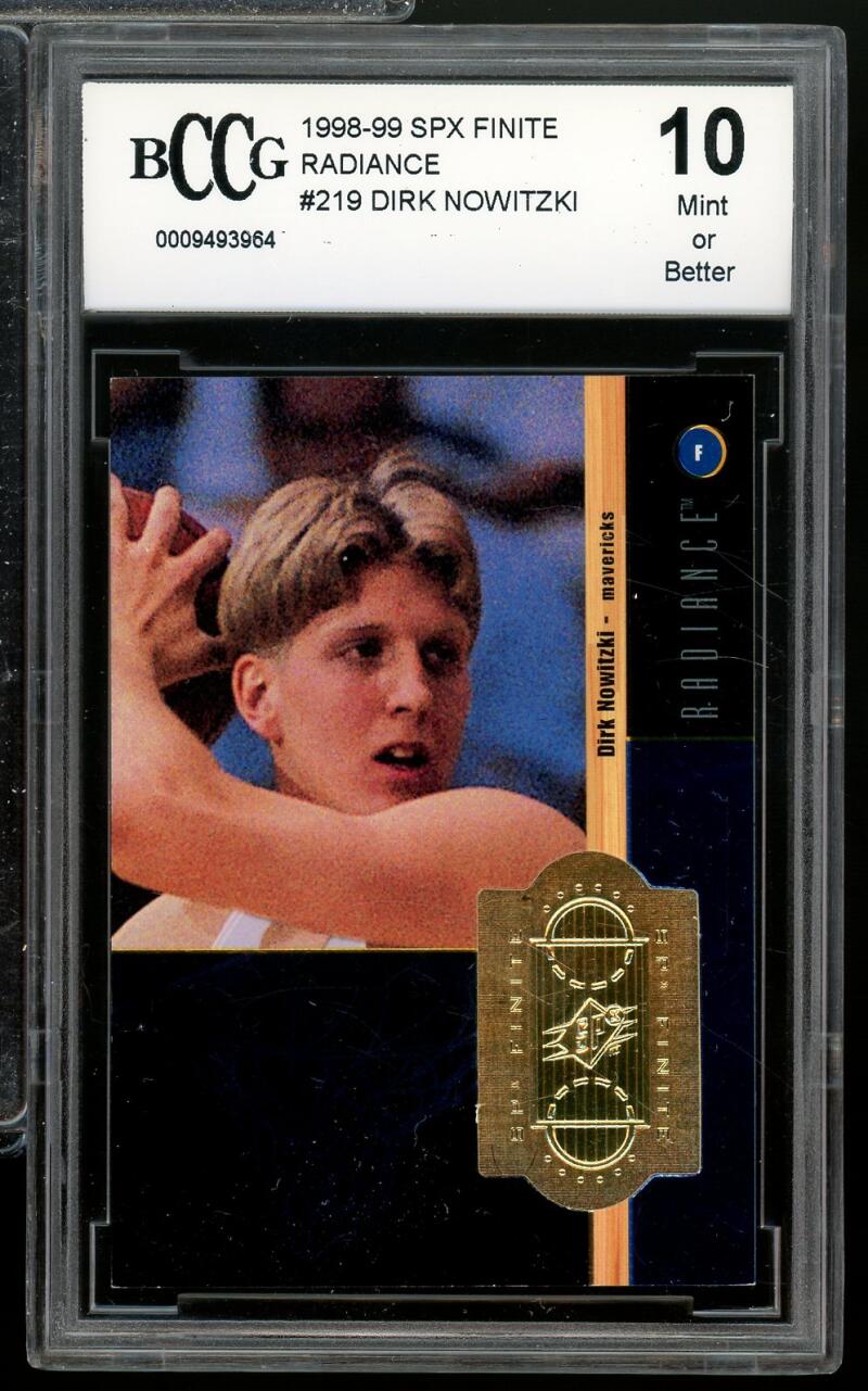 1998-99 SPX Finite Radiance #219 Dirk Nowitzki Rookie Card BGS BCCG 10 Mint+ Image 1