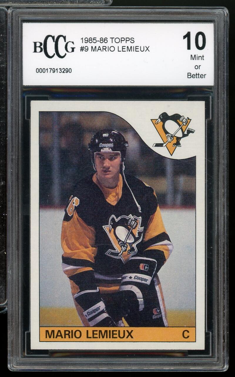 1985-86 Topps #9 Mario Lemieux Rookie Card BGS BCCG 10 Mint+ Image 1