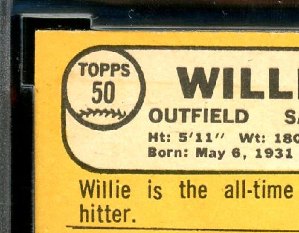 1968 Topps #50 Willie Mays Card BGS BCCG 9 Near Mint+ Image 7