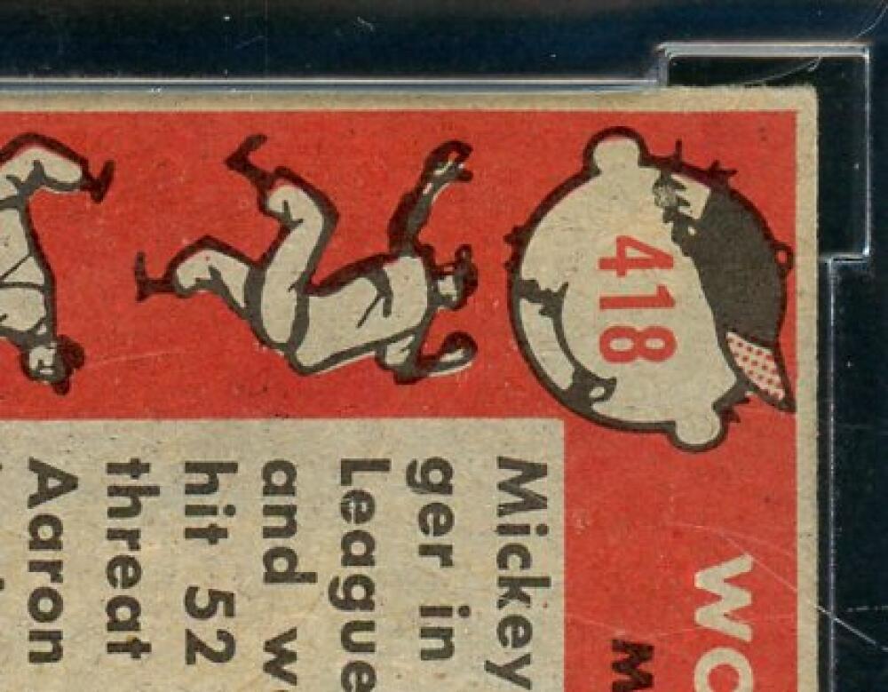 1958 Topps #418 Hank Aaron / Mickey Mantle Card BGS BCCG 8 Excellent+ Image 8